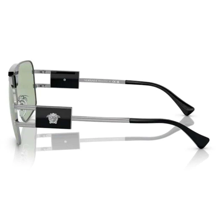 Versace Γυαλιά Ηλίου VE2251-1001/2 Unisex - Γκρι Μεταλλικός Σκελετός με Πράσινο Καθρέφτη Φακό (63/12/145)