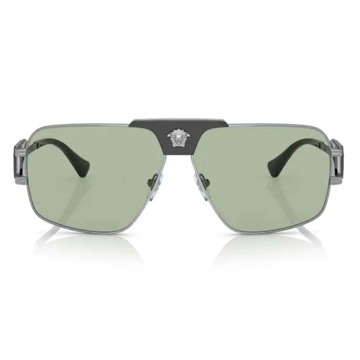 Versace Γυαλιά Ηλίου VE2251-1001/2 Unisex - Γκρι Μεταλλικός Σκελετός με Πράσινο Καθρέφτη Φακό (63/12/145)