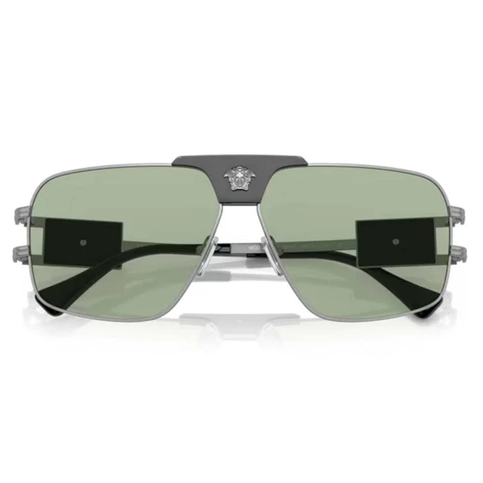Versace Γυαλιά Ηλίου VE2251-1001/2 Unisex - Γκρι Μεταλλικός Σκελετός με Πράσινο Καθρέφτη Φακό (63/12/145)