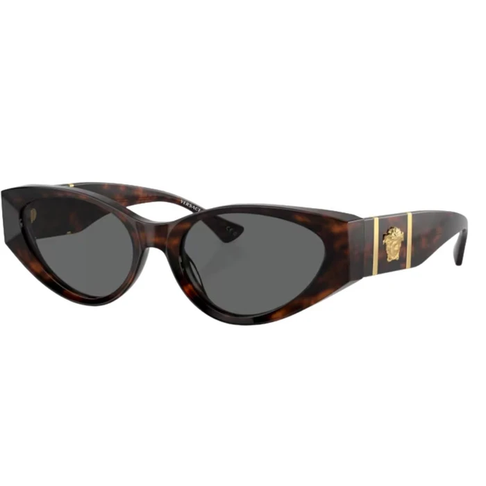 Versace Women's Sunglasses VE4454-542987 — Brown Tortoise Acetate Frame with Grey Lenses (55/18/140 mm)