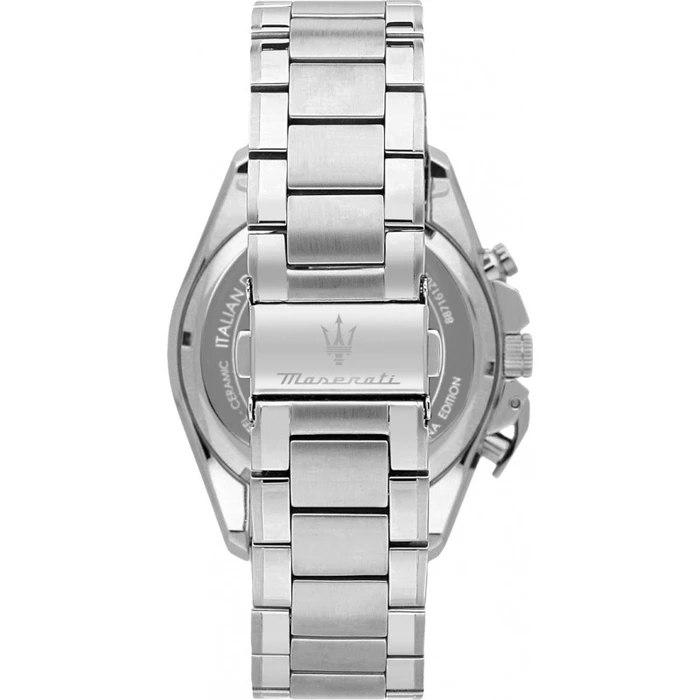 Maserati Ανδρικό Ρολόι 45mm Χρονογράφος R8871612039 Ασημί Μεταλλικό Μπρασελέ Μπλε Καντράν