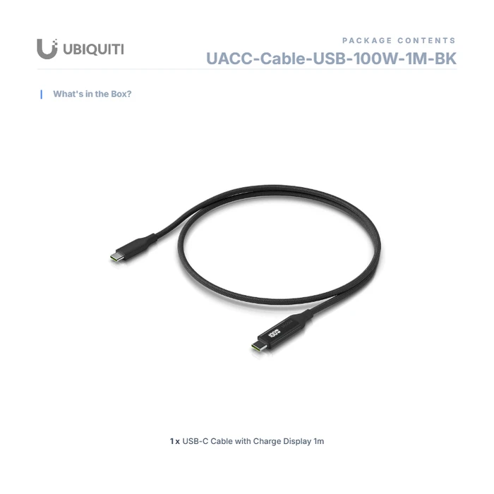 Ubiquiti Καλώδιο USB-C σε USB-C 1 μ. (USB 2.0) - UACC-Cable-USB-100W-1M-BK