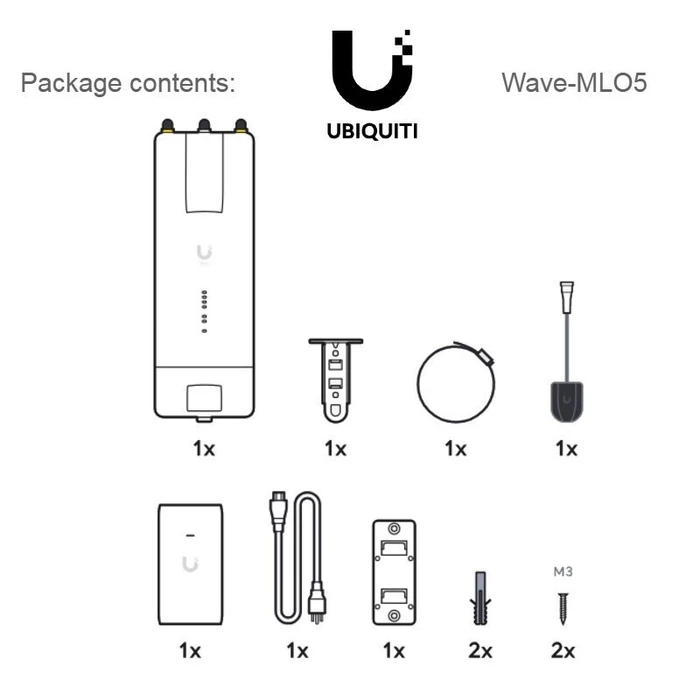 Ubiquiti Wave MLO5 - WiFi 7 5 GHz PtP Radio, >5 Gbps, 1x 10GbE (PoE), 1x SFP+
