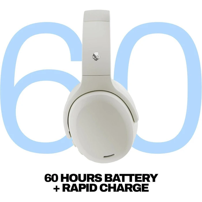 Skullcandy Crusher ANC 2 Bone — Wireless Over‑Ear Headphones, ANC 2.0, Bluetooth 5.2