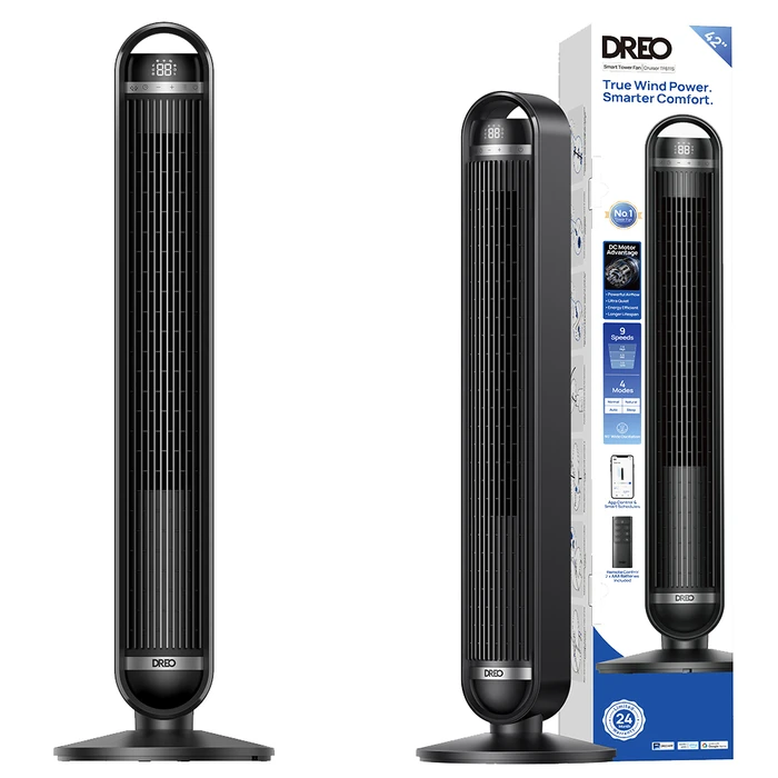 DREO Tower Fan WiFi 106/107 cm, 9 Speeds, 4 Modes - DR-HTF011S