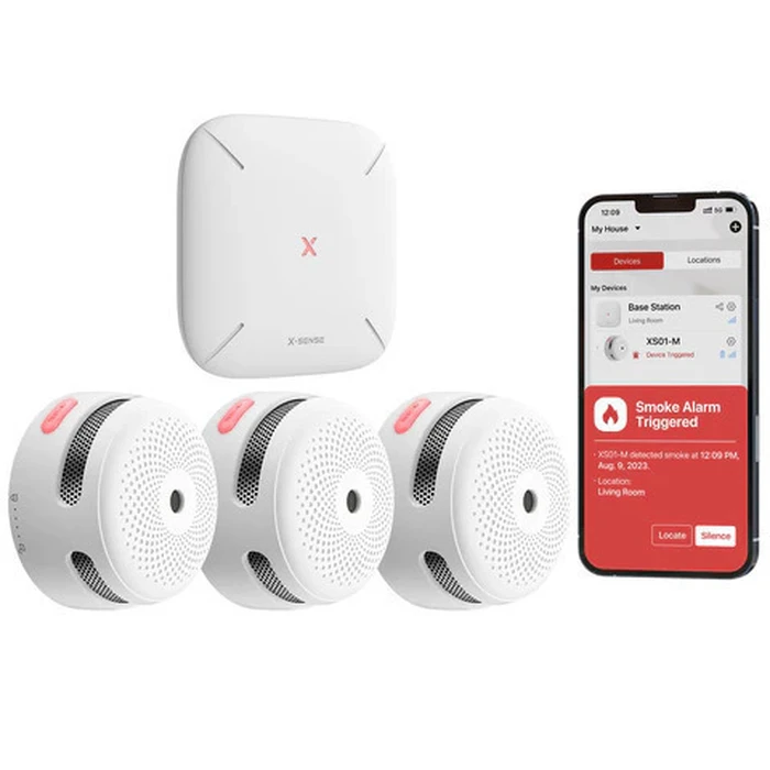 X-Sense FS31 3+1 RF Smoke Detector Set with Gateway (3× XS01-M, 1× SBS50)