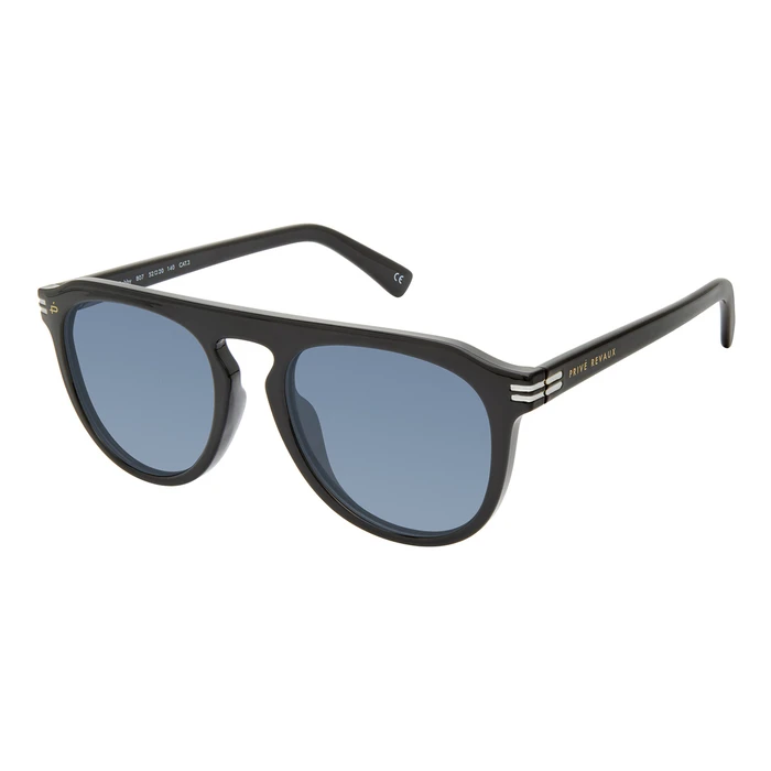 PRIVÉ REVAUX TheBobbys807 Unisex Sunglasses (52/20/140) Polarized Black Frame Blue Lenses