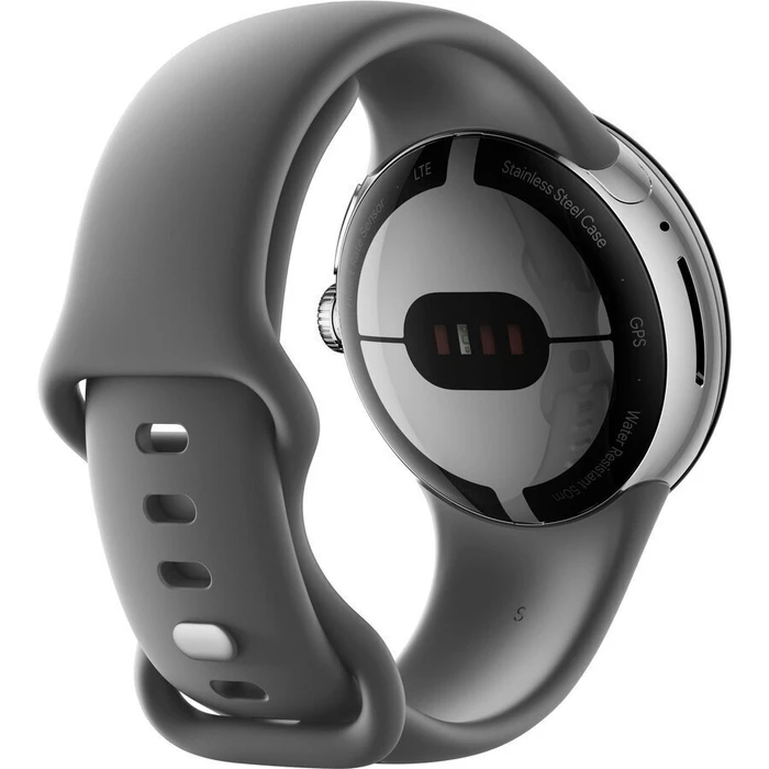 Google Pixel Watch γυαλιστερό ασημί ανοξείδωτο 41mm με Charcoal Active band