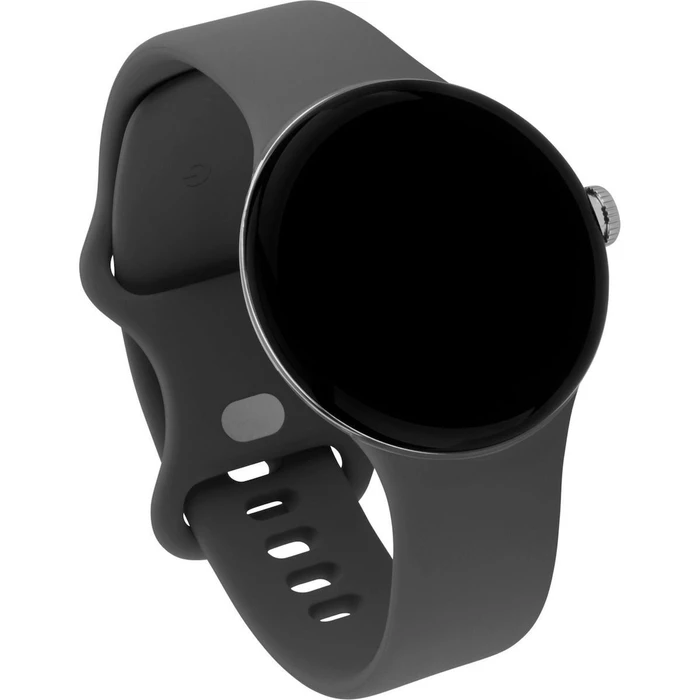 Google Pixel Watch γυαλιστερό ασημί ανοξείδωτο 41mm με Charcoal Active band