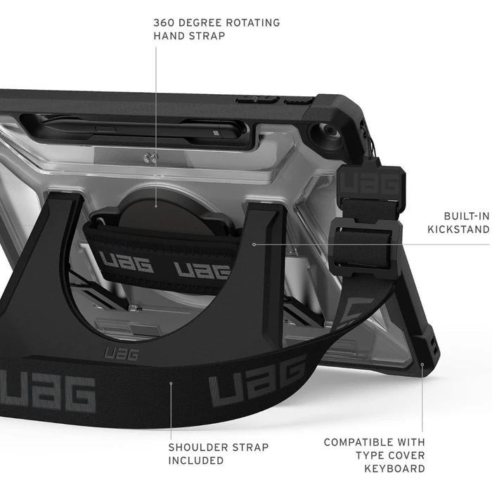 UAG Plasma Τσάντα Περιστρεφόμενη Ανθεκτική με Διάφανο Πληκτρολόγιο (Microsoft Surface Pro 12" (1η - 2025))