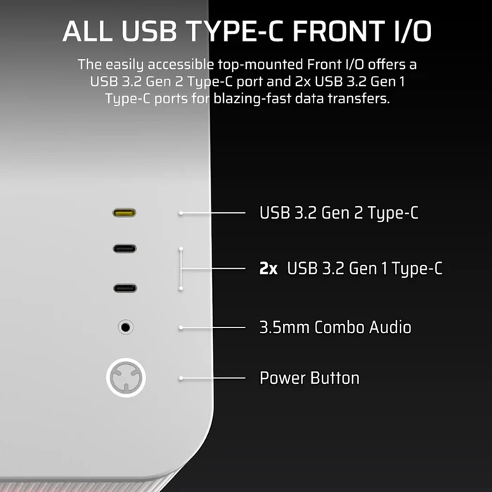 Corsair AIR 5400 RS‑R ARGB White CC-9011319-WW - Gaming Mid-Tower PC Case