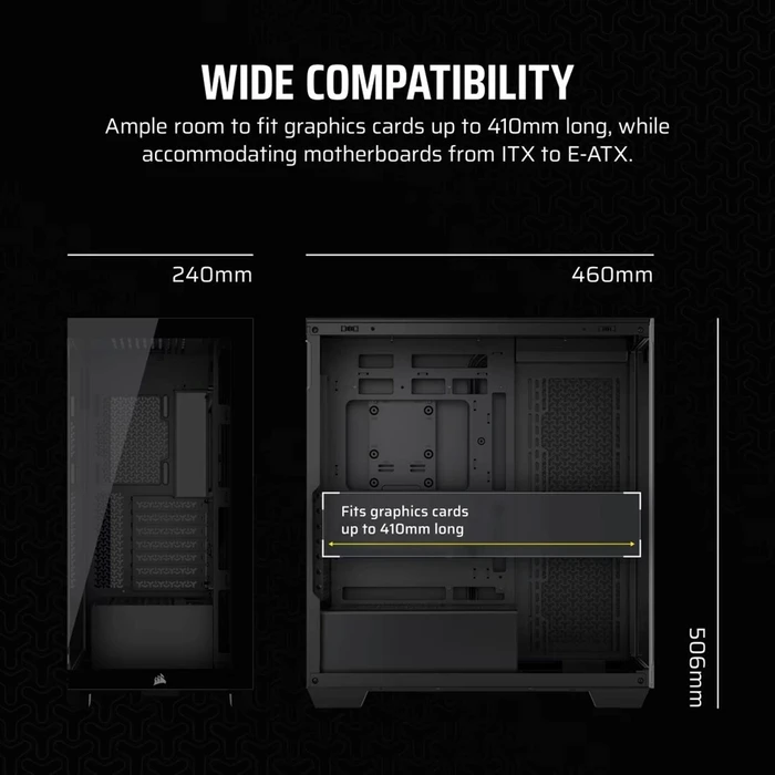 Corsair 3500X LXR Black CC-9011324-WW Midi Tower PC Case (no PSU)