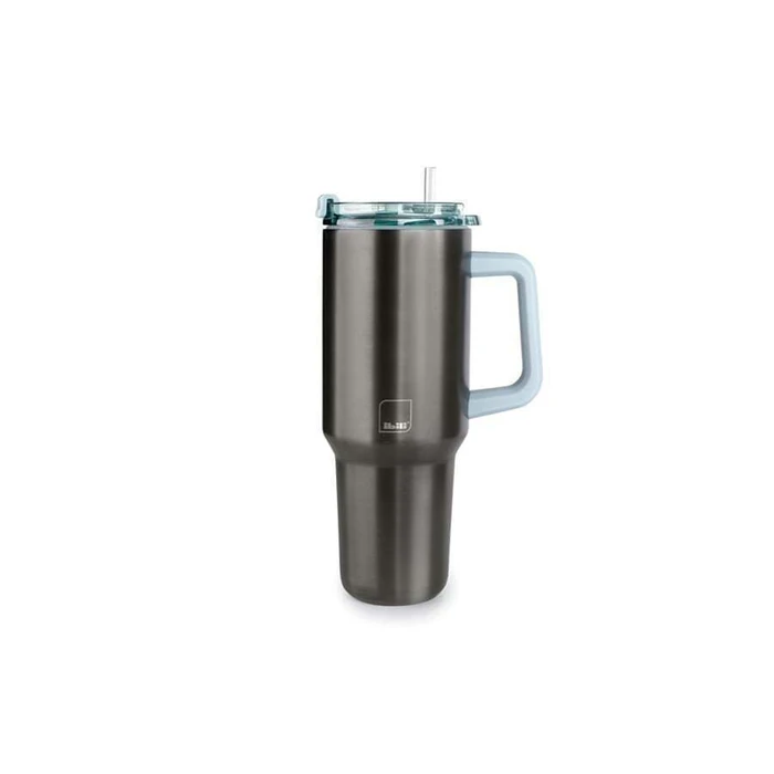 Ibili Handled Tumbler Θερμός Ανοξείδωτο 580ml Silver με Καλαμάκι και Λαβή