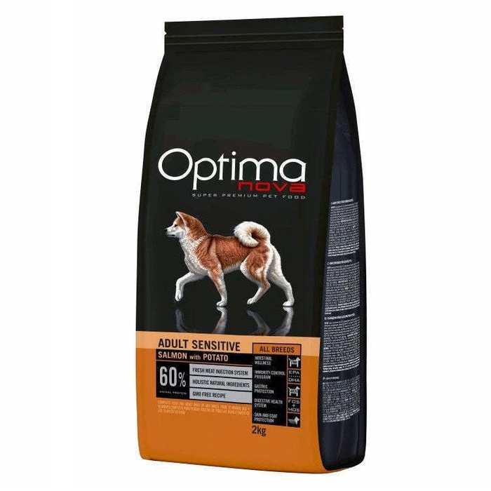 Optimanova Sensitive 2kg Dry Food for Adult Dogs with Salmon and Potatoes