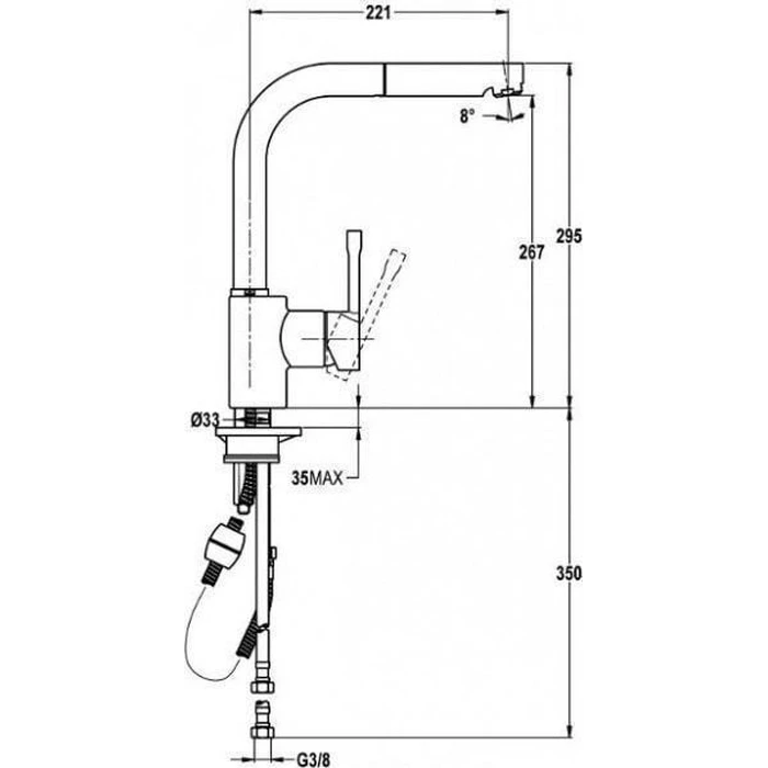 Teka Μονή λαβή βρύση ARK938 Λευκό