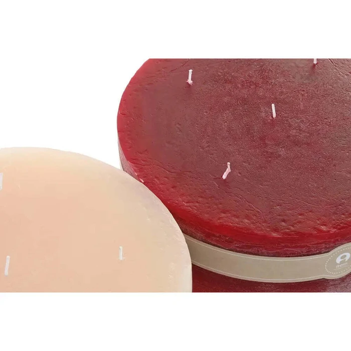 Home ESPRIT Κερί Χριστουγεννιάτικο στεφάνι Κόκκινο Κρεμ 25 x 25 x 10 cm x2