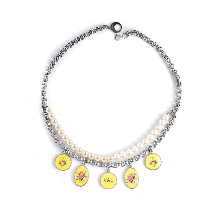 Victorio & Lucchino Stainless Steel Necklace 51 cm Grey