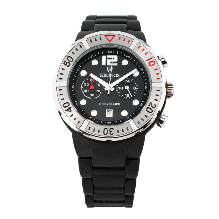 Kronos Ανδρικό Ρολόι 44mm Μπαταρίας με Μαύρο Καουτσούκ Λουράκι K789.5B.19
