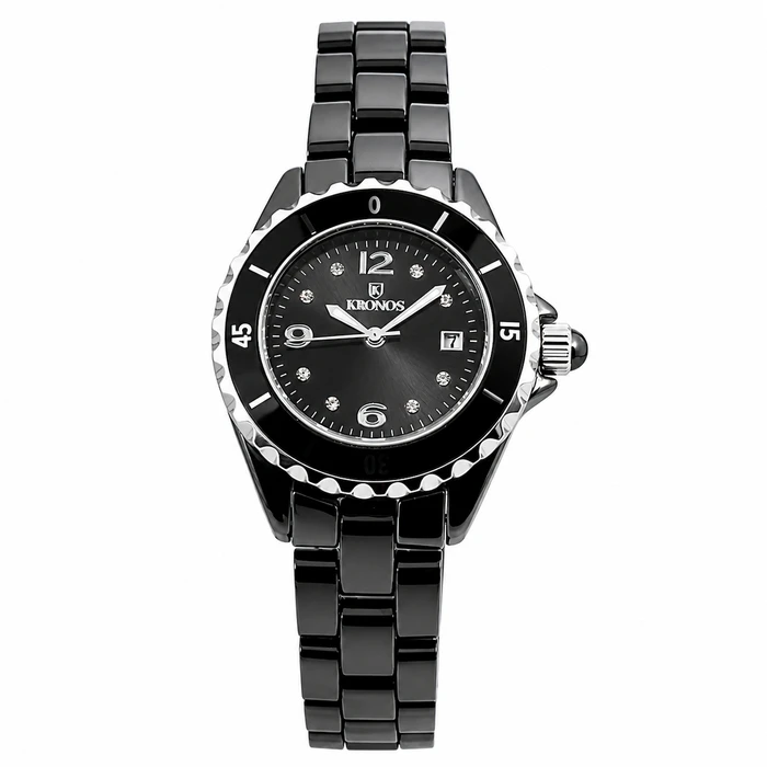 Γυναικείο ρολόι Kronos 853.8.52.19 — 34 mm, Μαύρο κεραμικό μπρασελέ