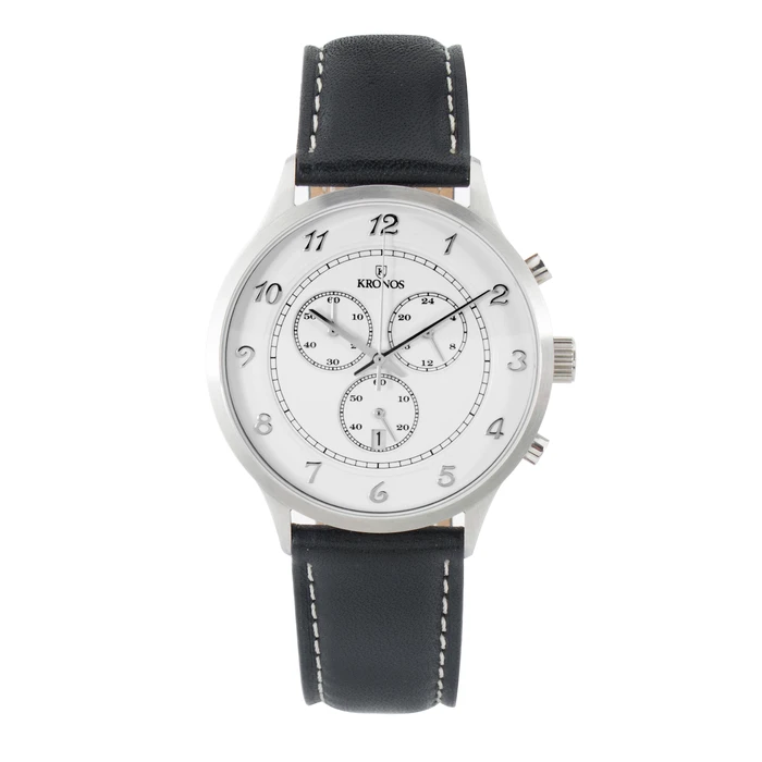 Kronos Men's 40mm Quartz Watch with Black Leather Strap 783.35.19