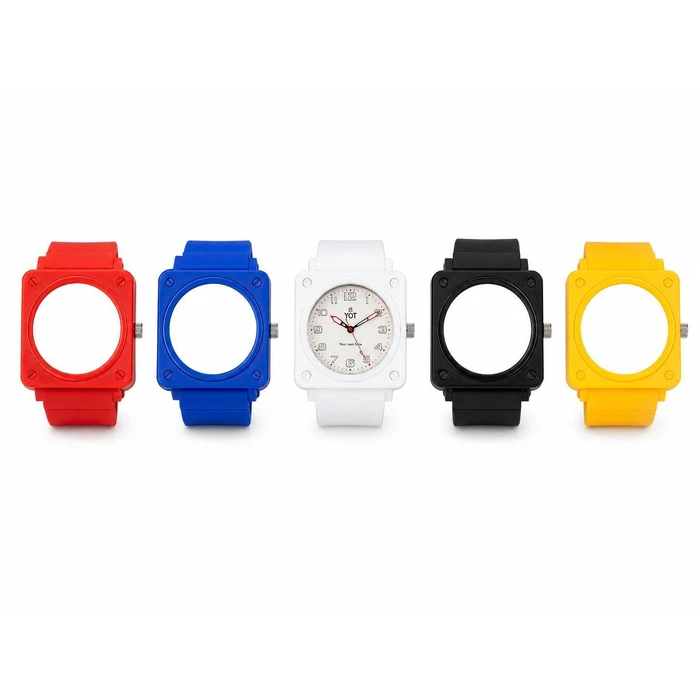 YOT Unisex Analog Quartz Watch 41.5mm with 5 Interchangeable Straps (White Dial, Transparent Case)