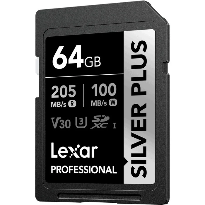 Lexar Professional Silver Plus SDXC 64GB UHS-I U3 V30 205MB/s (LSDSIPL064G-BNNNG)
