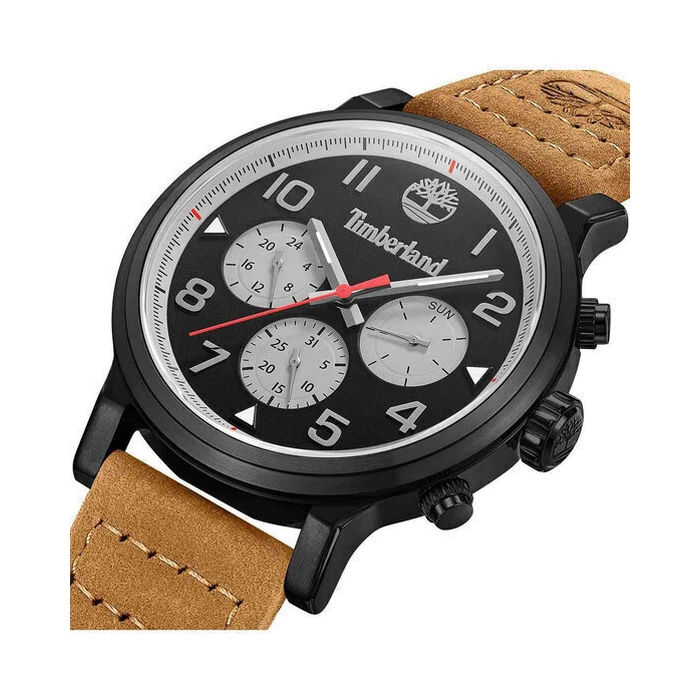 TIMBERLAND Pancher Men's Watch 46 mm Quartz Brown Leather Strap TDWGF0028902