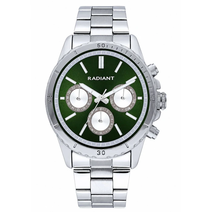 Radiant Men's Analog Quartz Watch 44 mm Green Dial Grey Stainless Steel Bracelet RA640702