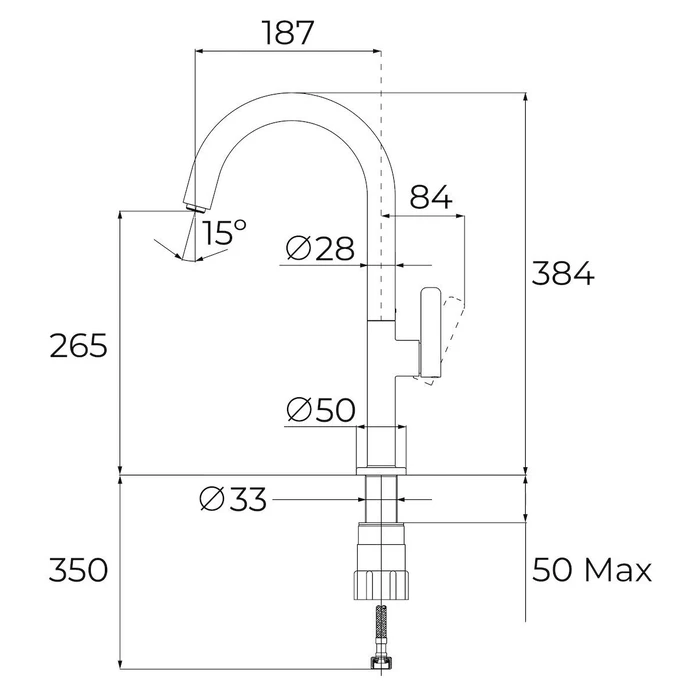 Teka Μονή λαβή βρύση OVAL915 Μαύρο