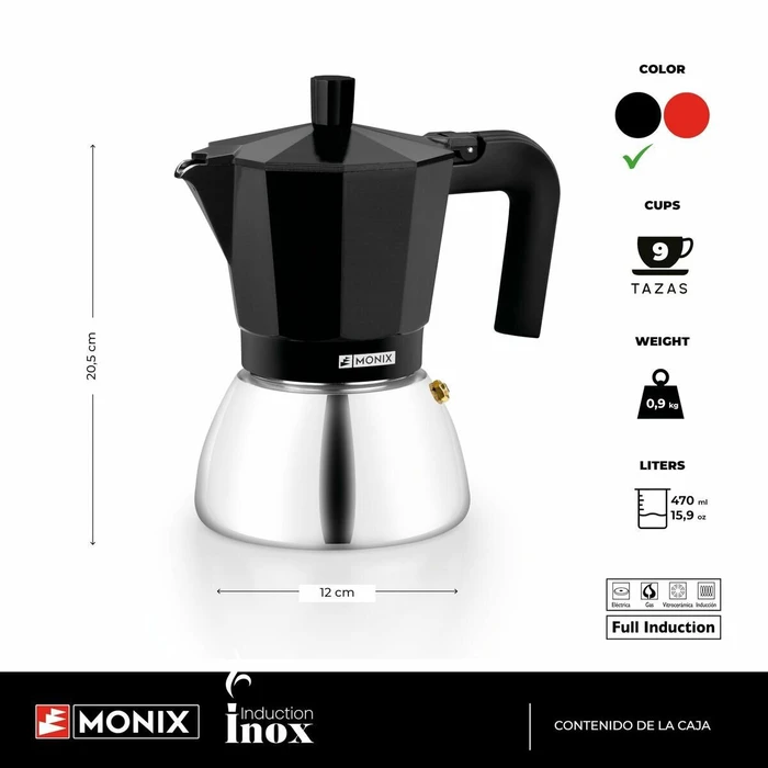 BRA Ιταλικη καφετιερα INOX BLACK 9T Μαύρο 470 ml