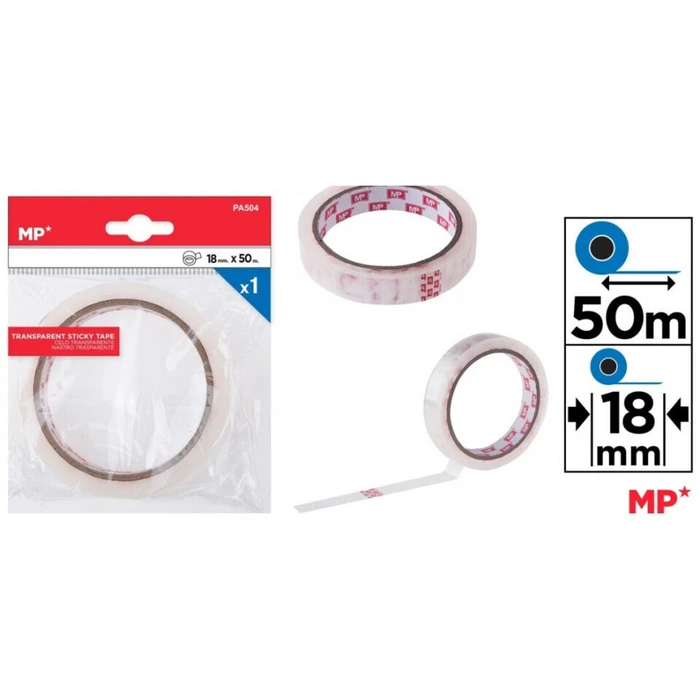 MP κολλητική ταινία PA504, 18mm x 50m, διάφανη