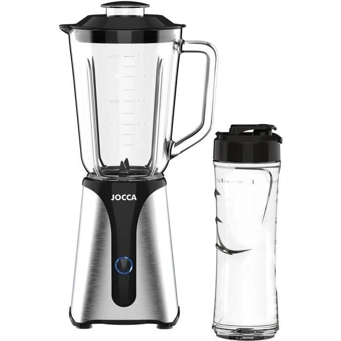 JOCCA Glass Blender with Crystal Jar and Bottle Stainless Steel 350W