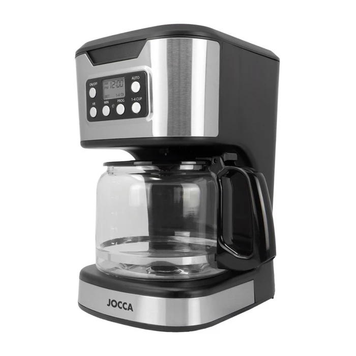 JOCCA Drip Coffee Machine with Timer 1.5L Glass Jug Silver Black