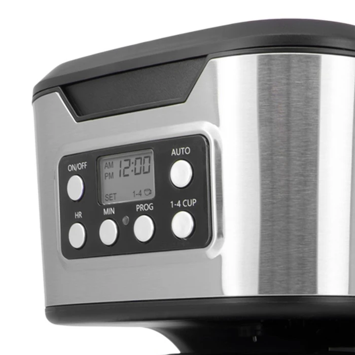 JOCCA Drip Coffee Machine with Timer 1.5L Glass Jug Silver Black