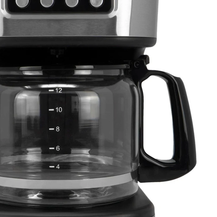 JOCCA Drip Coffee Machine with Timer 1.5L Glass Jug Silver Black