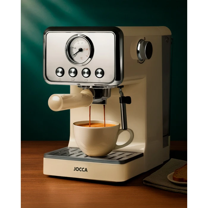 JOCCA Retro Espresso Coffee Machine 15 Bars with Removable Deposit 1.7L Creme