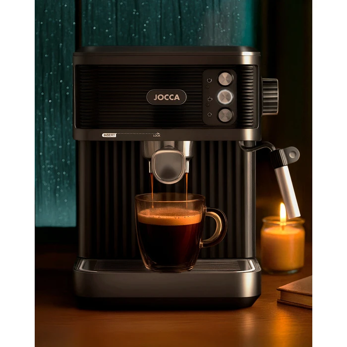 JOCCA Μηχανή Espresso 20 Bar με Ακροφύσιο Ατμού και Δεξαμενή Νερού 1.8 Λίτρου Μαύρη