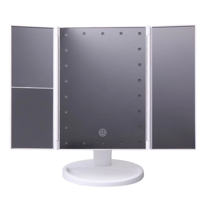 JOCCA Foldable Makeup Mirror with LED Light and 1X 2X 3X Magnification White