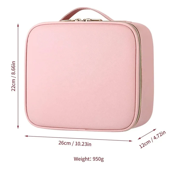 JOCCA Makeup Briefcase with Rechargeable LED Mirror Pink