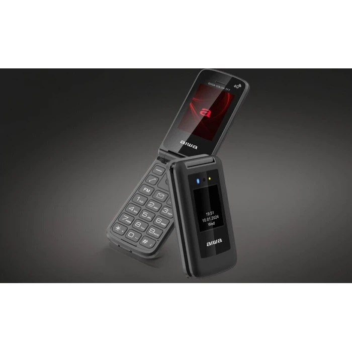 AIWA Τηλέφωνο Κινητό Clamshell Slim BT Dual SIM Μαύρο