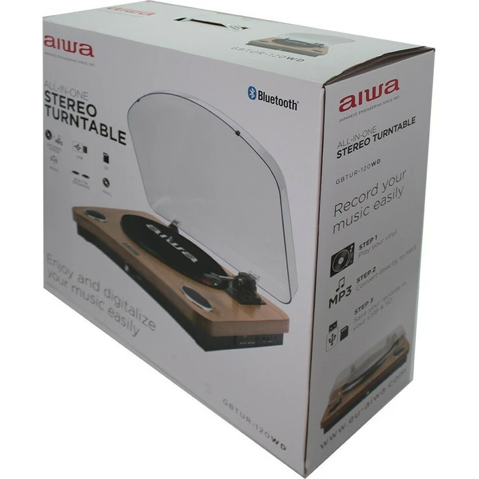 Aiwa All In One Stereo Turntable Wood