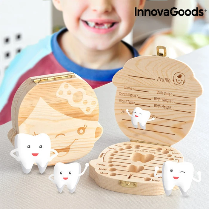 InnovaGoods Κουτάκι για Δόντια Μωρού V0100974 από Ξύλο για Αγόρι