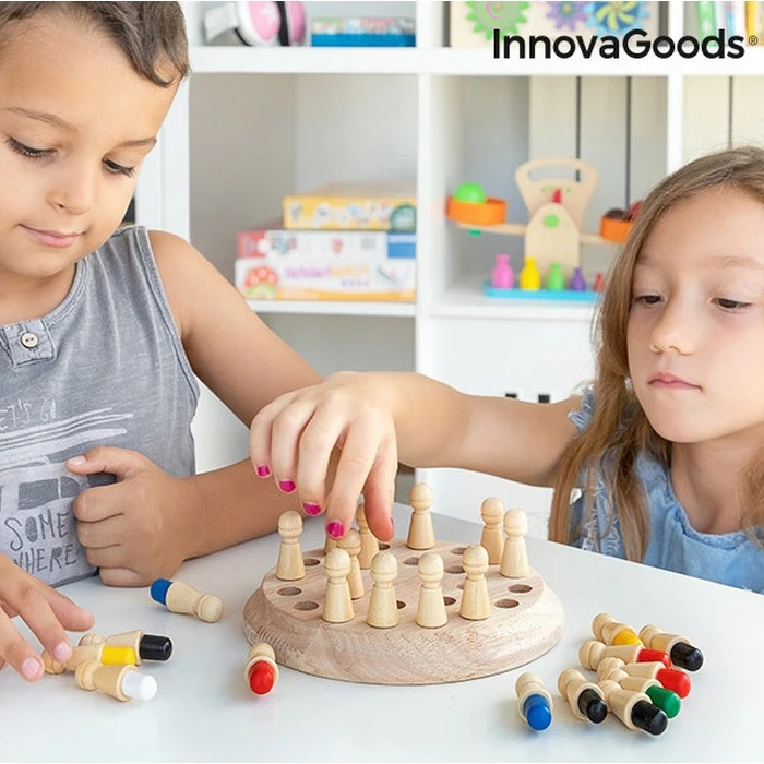 InnovaGoods Wooden Memory Chess Taeda 26 Pieces