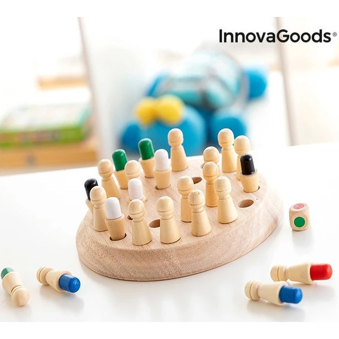 InnovaGoods Wooden Memory Chess Taeda 26 Pieces