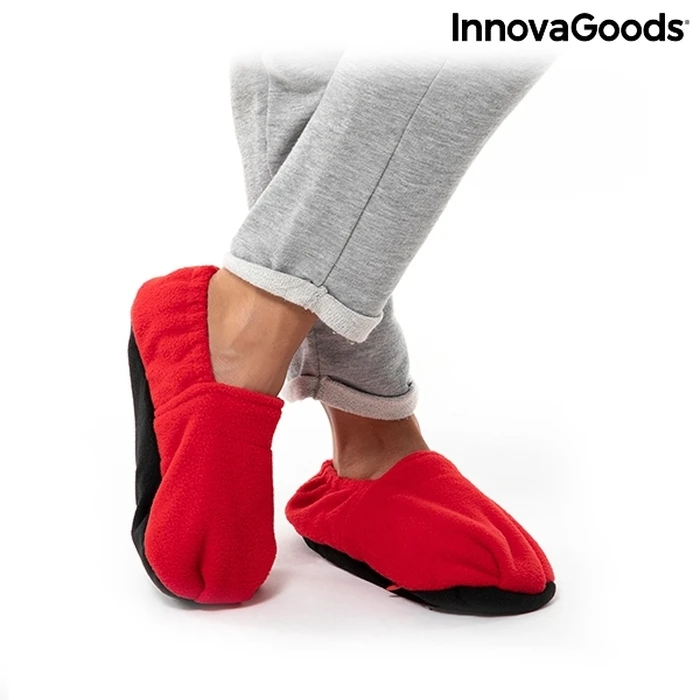 InnovaGoods Microwavable Slippers Red