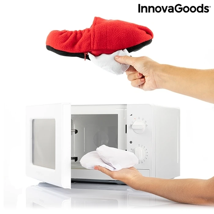 InnovaGoods Microwavable Slippers Red