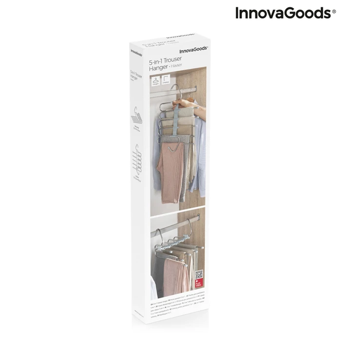 InnovaGoods Havser Κρεμάστρα Ντουλάπας για Παντελόνια Μεταλλική Ασημί V0103543