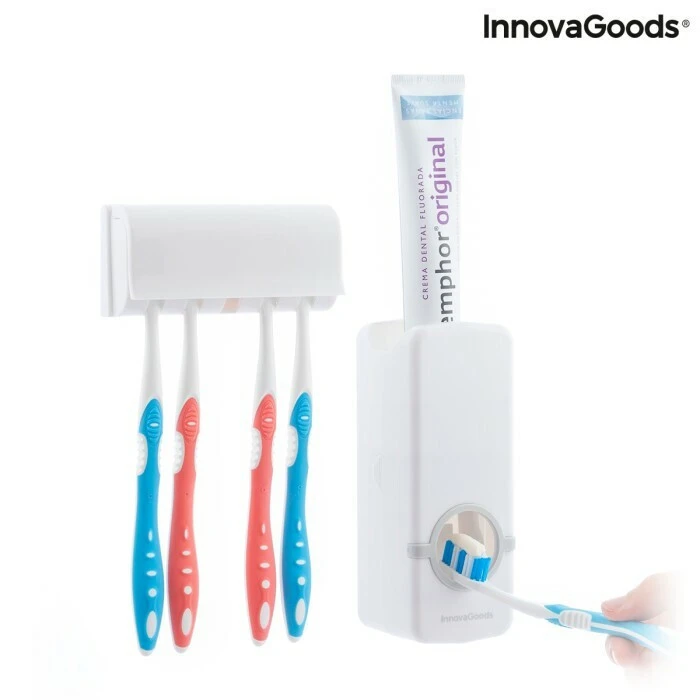Bathroom Organizer Dispenser with Toothbrush Holder InnovaGoods Diseeth