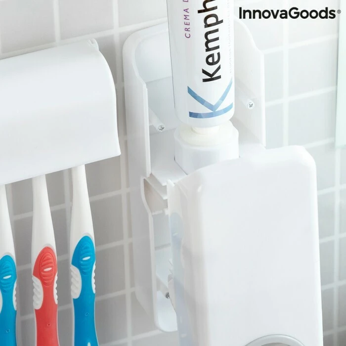 Bathroom Organizer Dispenser with Toothbrush Holder InnovaGoods Diseeth