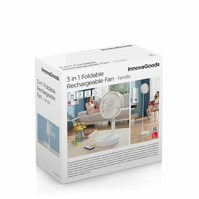 InnovaGoods Ανεμιστήρας Αναδιπλούμενος Επαναφορτιζόμενος 3 σε 1 Fandle ?7,7 7200 mAh